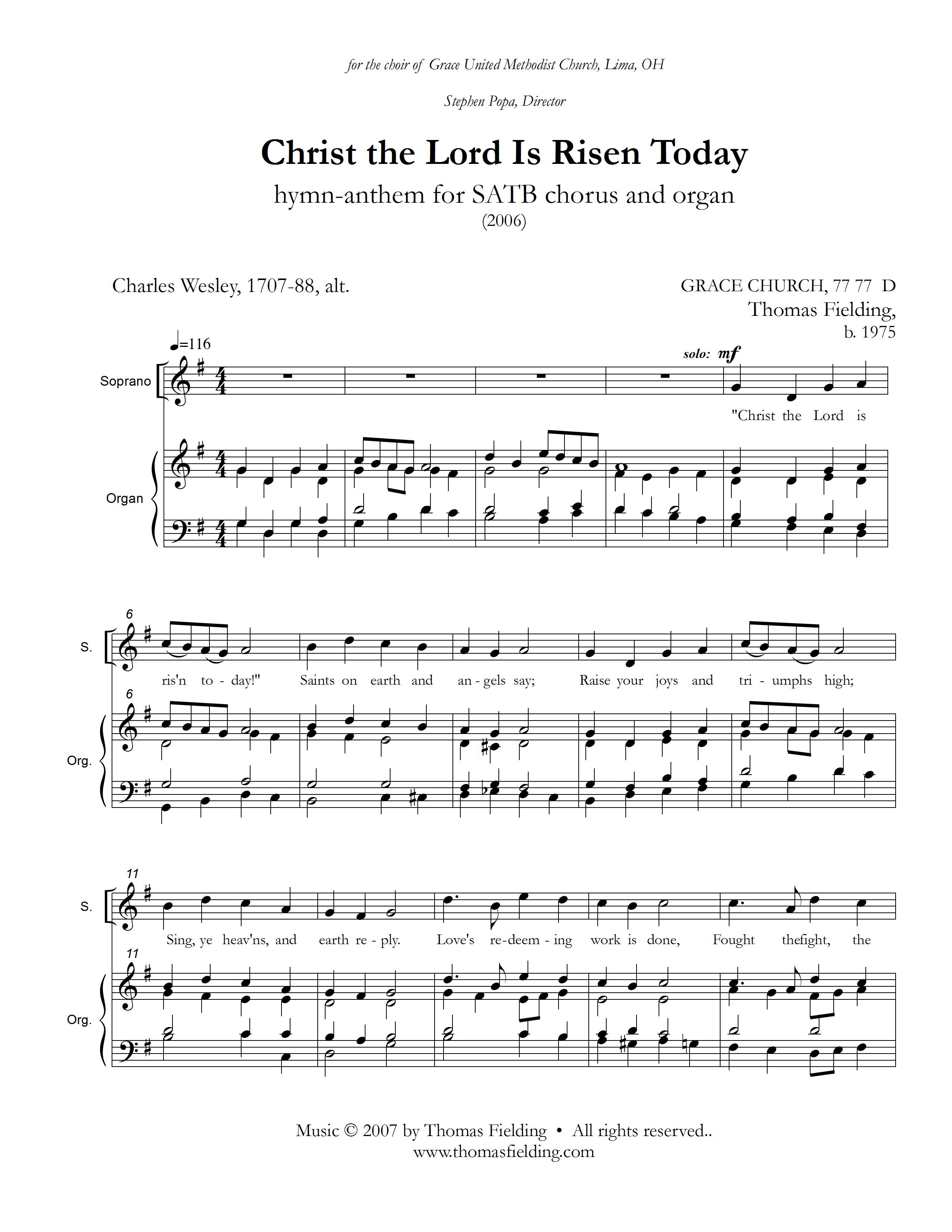 "Christ the Lord Is Risen Today" Title page