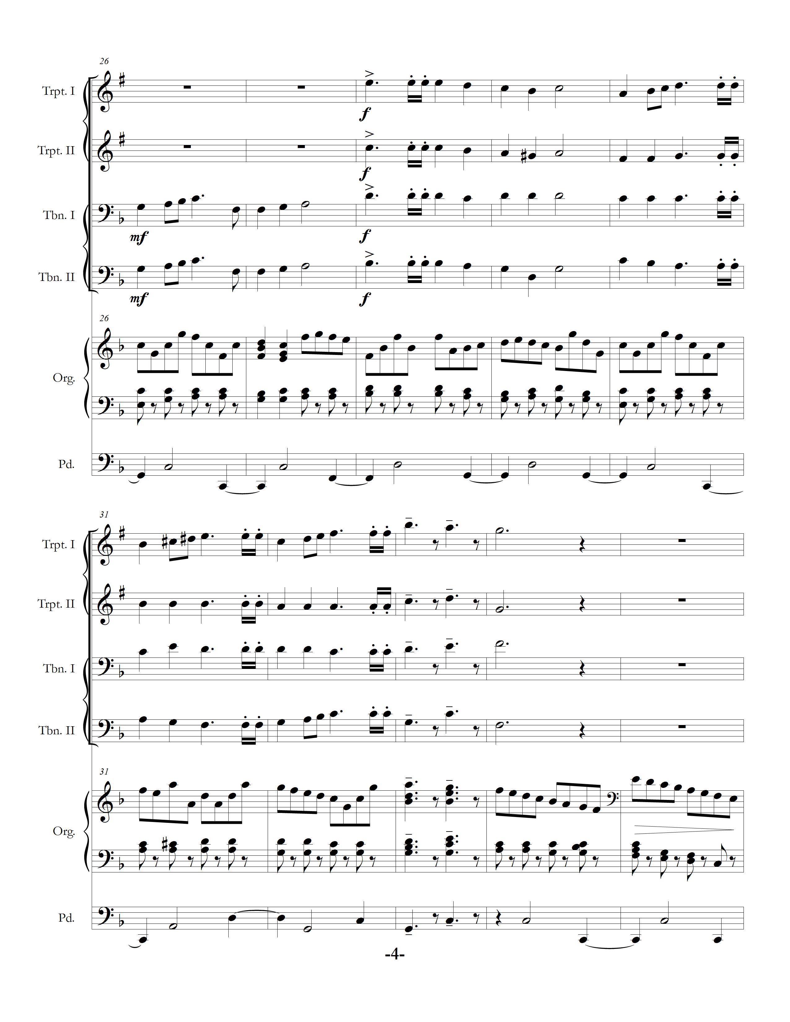 "Festival Prelude on MENDELSSOHN for Organ and Brass Quartet" page four
