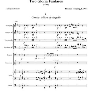 "Two Gloria Fanfares", movement one page one